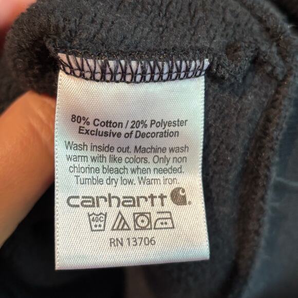 Carhartt Black Zip Front Logo Hoodie - size Large Kid's - Picture 5 of 7